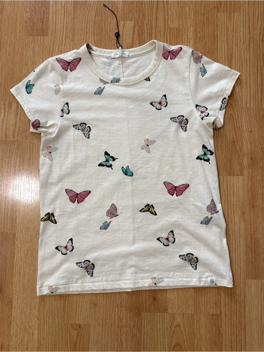 Rag & Bone Ozzy Butterfly Tee Ivory Multi Graphic T Shirt Womens Size M NWOT - Picture 2 of 9